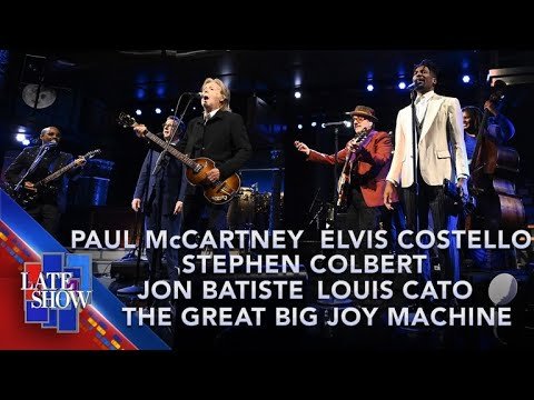 "Jump Up / Hello Goodbye" Paul McCartney, Elvis Costello, Jon Batiste, Louis Cato & Stephen Colbert