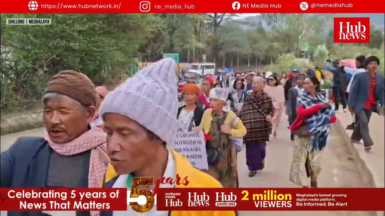 Hundreds of residents from Hima Sohra protest at KHADC against the VPP-led committee